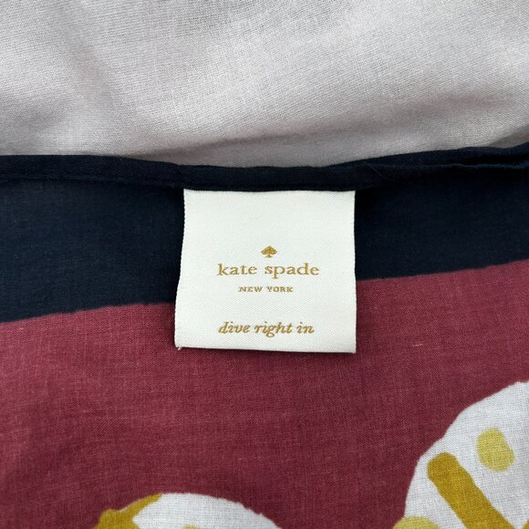 KATE SPADE *Flawed* Burgundy Yellow Pineapple Print Lightweight Fall Scarf Shawl - Picture 3 of 5
